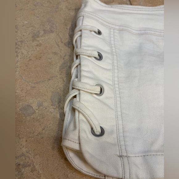 Free People Women's Lace-Up Cream Shorts - Picture 4 of 5